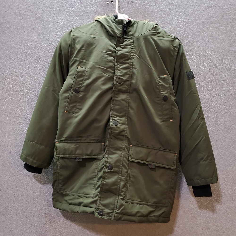 Michael Kors Women Jacket 8 Olive Hooded Parka Pockets Full Zip Long Sleeve‎